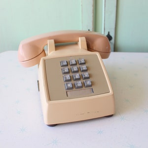 Vintage Beige Rotary Telephone: 1970s Retro Decor