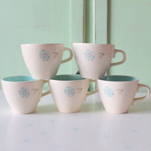 Vintage Retro Coffee Mug Set of 5: Floral USA Made