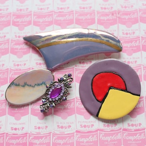 1980s Vintage Pin Brooch Lot: Retro Kitsch Jewelry