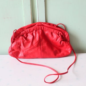 Vintage 1980s Red Leather Shoulder Bag