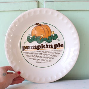 Vintage PUMPKIN PIE Food Dessert Plate Bowl..baking. retro housewares. grandma. dinner. serve. kitsch. housewarming. thanksgiving dish. cook