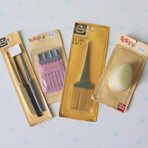 Vintage 70s-80s Hair Styling Set: Combs, Brush, Accessories (NOS)