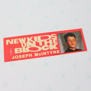 1990s New Kids On The Block Bumper Sticker: Joey McIntyre, Vintage NKOTB