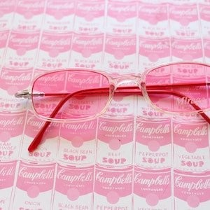 1980s BRIGHT PINK Lens NOS Sunglasses.....retro sunglasses. pink sunglasses. hippie. boho. hipster. square lens. costume. hip. unisex