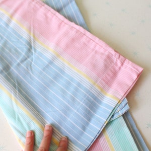 1980s Vintage Striped Pillow Cases Set: Retro Bedding