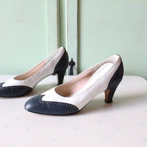 Navy and white spectator pumps hotsell
