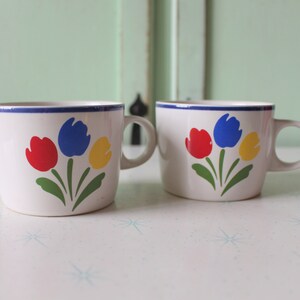 1980s Tulip Tyme Mugs: Retro Kitsch Kitchen Set