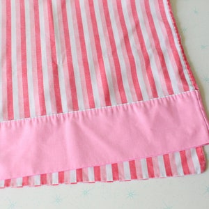 Vintage 1970s Striped Pillow Case: Retro Pink Bedding