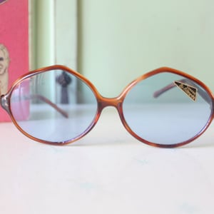 Vintage 1960s Hexagon Sunglasses: Blue Mod Party Shades