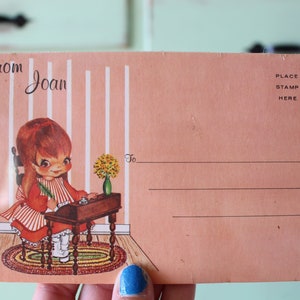 Vintage 60er Jahre Buchstabe JOAN Brief Papier Postkartenblock...Geburtstag Geschenk . benennen. retro. klassisch. zweigig. Modell Schreiber. Geschenk für sie. J