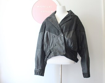 1980s BLACK LEATHER Jacket...size Small. Retro. Designer Vintage 