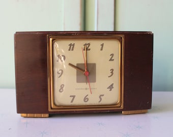 1970s Mod Table Clock:  Atomic Home Decor (As Is)