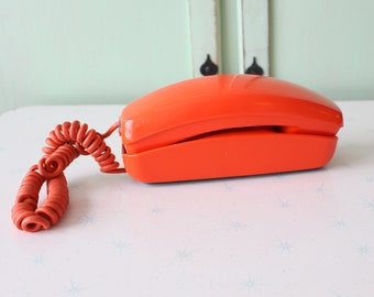 ORANGE 1980er RETRO TELEFON.... Atomic. Tangerine. rad. 1990er Jahre Telefon. Sammlerstück. Selten. Prima. Startseite. Kitsch. Zifferblatt. Vintage Dekor. so lustig