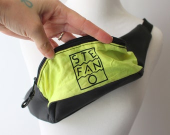 Vintage STEFANO neon-heuptasje jaren 80: retro glamoureuze reistas