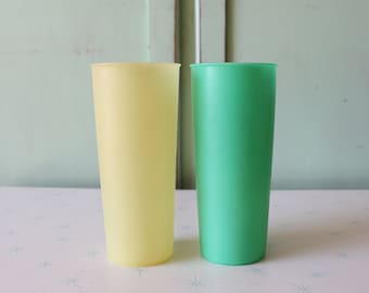 Colorful Plastic Cups Set: 1970s Kitchen Decor