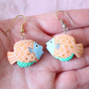 Vintage Fish Dangle Earrings: 1980s Kitsch Jewelry