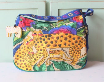 Vintage LAURAL BURCH Cat Handbag: 1980s Fabric Tote Bag