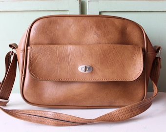Vintage 70s Samsonite Carry-on Shoulder Bag, Retro Brown Faux