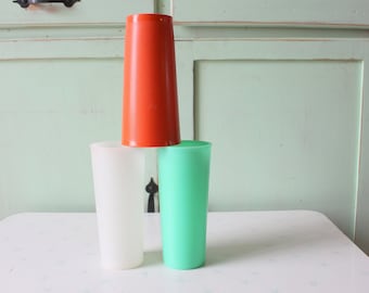 Colorful Plastic Cups Set - 1970s Tupperware