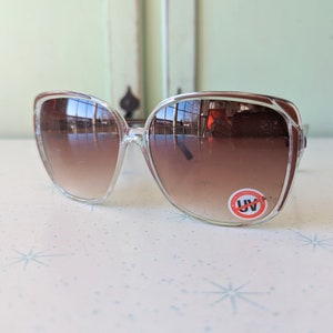 Vintage Oversized Sunglasses: Mod Disco Clear Lens Costume Party