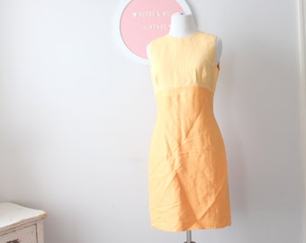 Vintage ANN TAYLOR Orange Sleeveless Dress.....size small womens.....mod. 1990s dress. retro. designer dress. classic. tangerine. chic