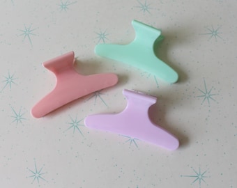 Vintage Pastel Hair Clips - 80s Retro Barrettes - LOT of 3