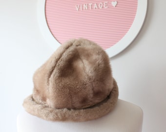 Vintage 1960s Furry Hat: Brown Winter Church Costume