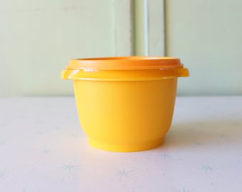 Vintage Tupperware Stackable Retro Bowl Canister Container...yellow. bright. 1970s. 1960s. kitsch. serving. sugar. rice. coffee. made in usa