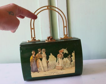 Borsa in legno verde anni '70: borsa mod di metà secolo
