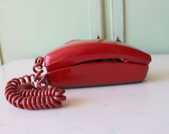 70s Red Telephone: Retro Home Office Decor