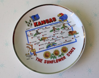 Pamiątkowy talerz z Kansas: kolekcjonerski ceramiczny talerz Sunflower State