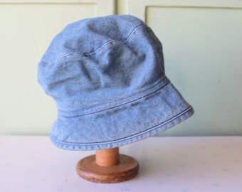 Vintage 80s Denim Bucket Hat: Cotton Sun Hat