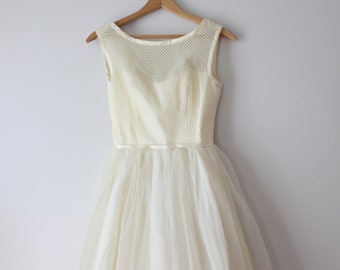 1960s Vintage Tulle Mini Dress: XS/Small Wedding Party