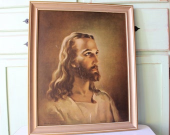 1960s Vintage Jesus Picture Frame: Kitsch Christian Home Decor