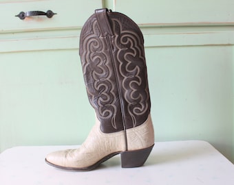 Vintage 1980s Leather Cowboy Boots - Size 6 Mens - Made in USA