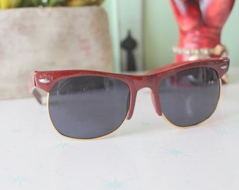 Vintage HIPSTER Sunglasses.retro. colorful shades. costume. hipster. shades. indie. chic. dark red. sunglasses. boho. deadstock.