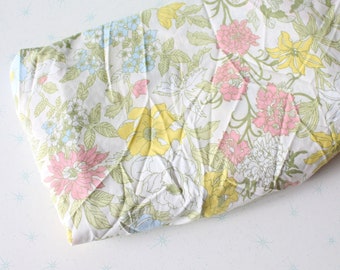sweet Vintage 1970s Retro FLORAL FLAT Sheet...queen rose print vintage room decor girls retro kids blue floral pastel adults bedding