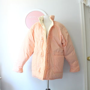 Vintage 80s Pink Puffer Coat: Unisex Retro Jacket (Large)
