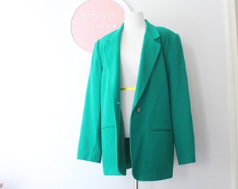 Kelly Green Blazer: 1980s Womens Jacket (L/XL)