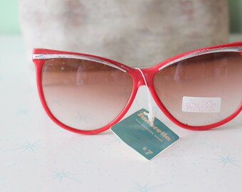 Vintage rode zonnebril uit de jaren 80: New Old Stock UV-bescherming