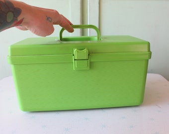 1970s Mid Century Atomic Green Sewing Box