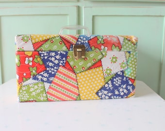 1970s Retro Patchwork Sewing Box:  Craft Storage