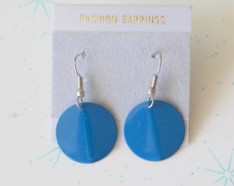 1980s Blue Metal Earrings: Kitsch Party Glam