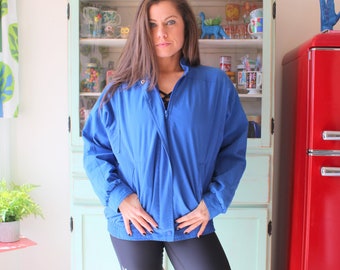 Vintage Hipster Rad ROYAL BLUE Unisex Jacket...new wave. preppy. designer. 80s. winter fashion. rare vintage. crop. blue. mens. womens