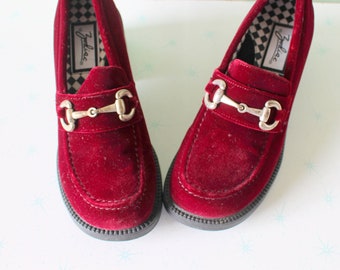 90s Velvet Platform Heels - Size 7 - Rare Go Go Shoes