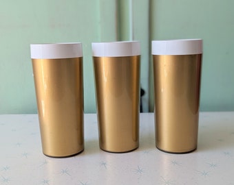 Zestaw Atomic Golden Cups: szklanki z lat 70., wystrój domu