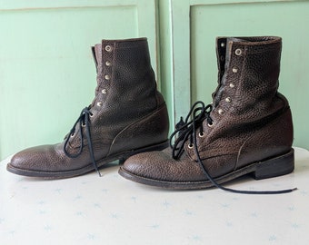 Vintage Leather Field Boots | 9.5 Men display picture 1