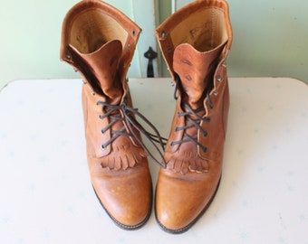 Vintage Designer Boots...size 9 womens...brown leather boots. goth. indie. leather boots. designer. western. costume. witch.  vintage boots.