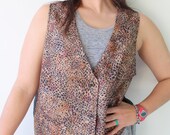 1990s LEOPARD Print Vest retro. 1980s. rad. 1990s. jacket. hipster. animal print. salon studio. haband. costume. cat lady. cat woman. mod