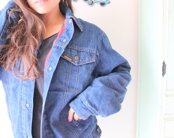Chaqueta vaquera vintage British Mist: lavado ácido de los años 80, unisex, talla pequeña/mediana